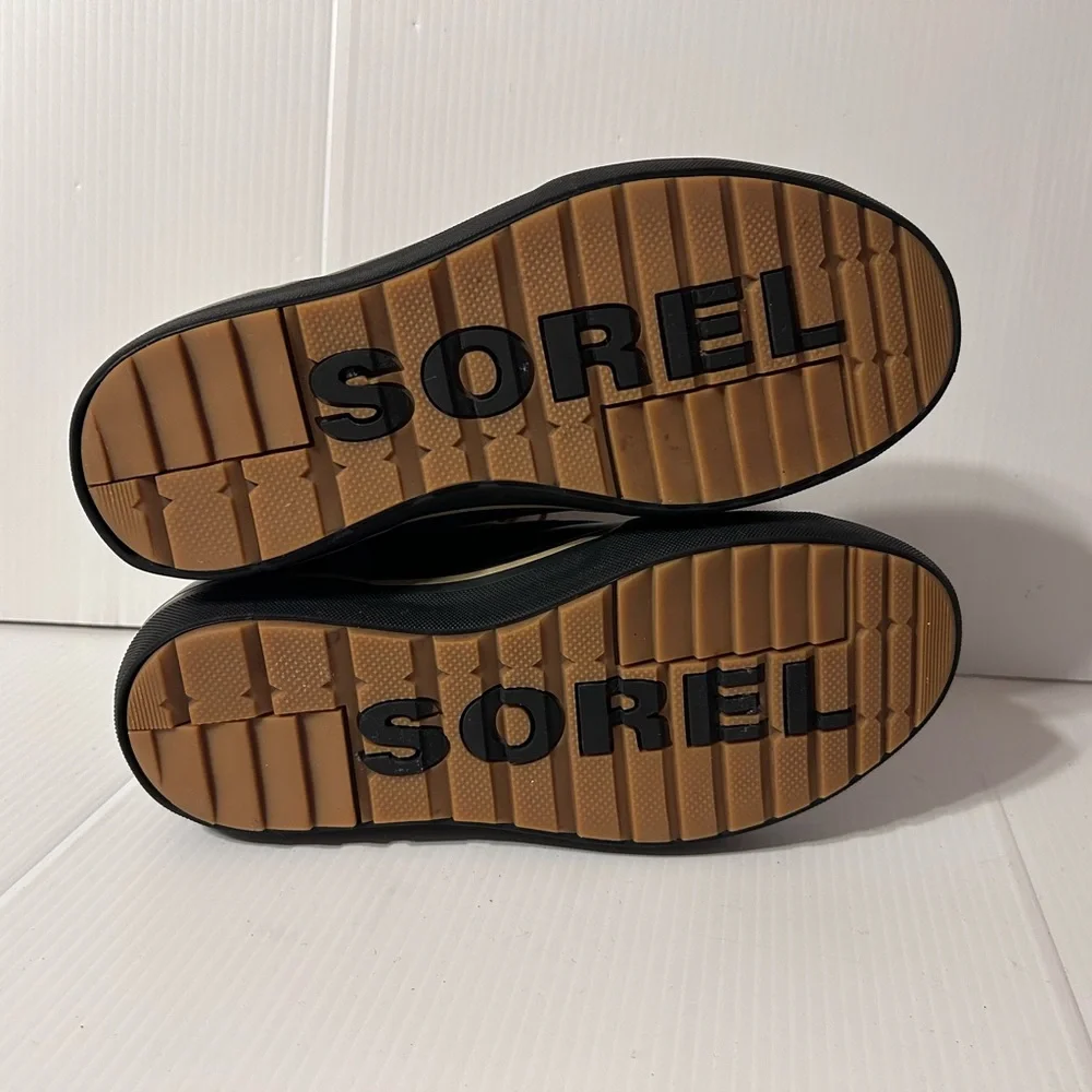 SOREL brown leather-upper rubber duck winter waterproof boots men size 10.5